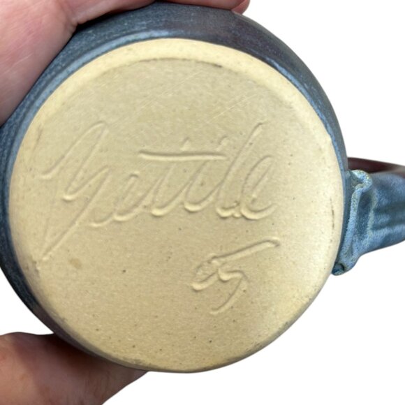 Vintage Brownish Purple Teal Handmade Pottery Coffee Cup Mug Lot of 3 - Picture 5 of 5